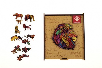 Puzzle, fa, A4, 90 darabos, PANTA PLAST "Mosaic Lion"