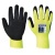 Védőkesztyű, nylon, latexhab, tenyerén mártott, S méret "Hi-Vis Grip", sárga